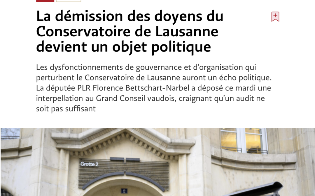 La démission des doyens du Conservatoire de Lausanne devient un objet politique